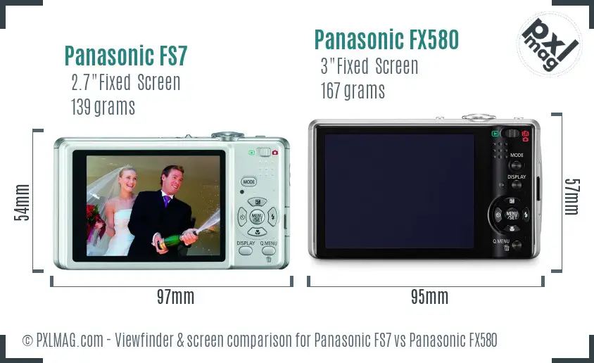 Panasonic FS7 vs Panasonic FX580 Screen and Viewfinder comparison