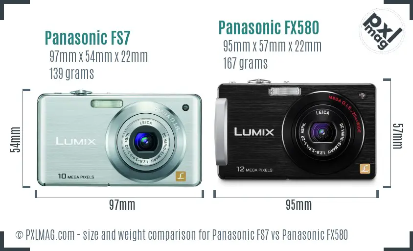 Panasonic FS7 vs Panasonic FX580 size comparison