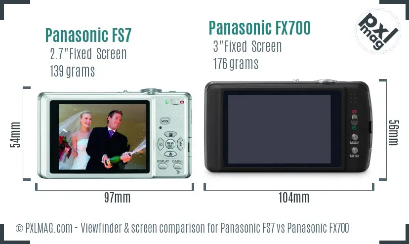 Panasonic FS7 vs Panasonic FX700 Screen and Viewfinder comparison