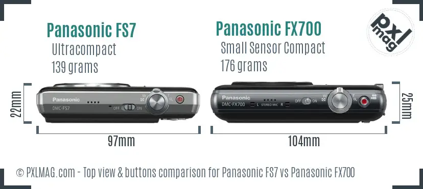 Panasonic FS7 vs Panasonic FX700 top view buttons comparison