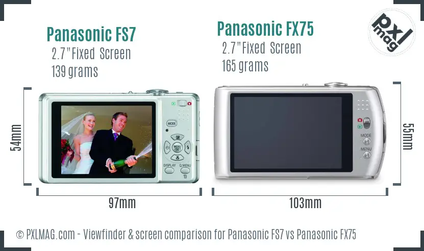 Panasonic FS7 vs Panasonic FX75 Screen and Viewfinder comparison
