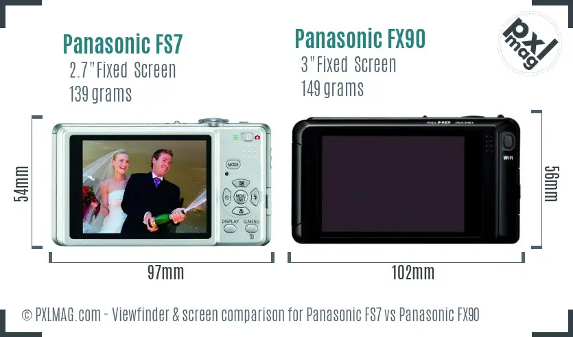 Panasonic FS7 vs Panasonic FX90 Screen and Viewfinder comparison