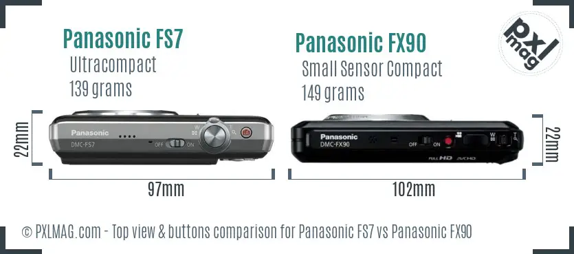 Panasonic FS7 vs Panasonic FX90 top view buttons comparison