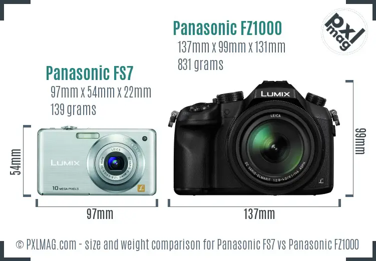 Panasonic FS7 vs Panasonic FZ1000 size comparison