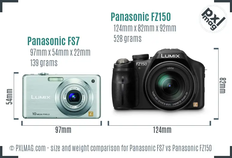 Panasonic FS7 vs Panasonic FZ150 size comparison