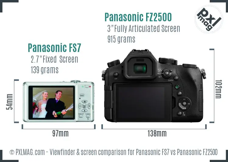 Panasonic FS7 vs Panasonic FZ2500 Screen and Viewfinder comparison