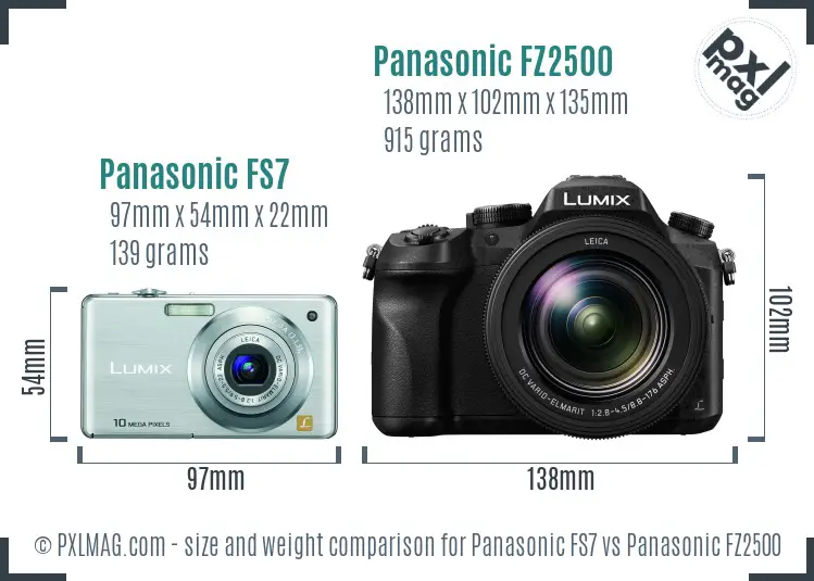 Panasonic FS7 vs Panasonic FZ2500 size comparison