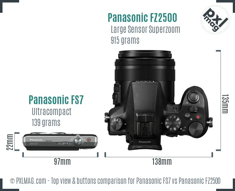 Panasonic FS7 vs Panasonic FZ2500 top view buttons comparison