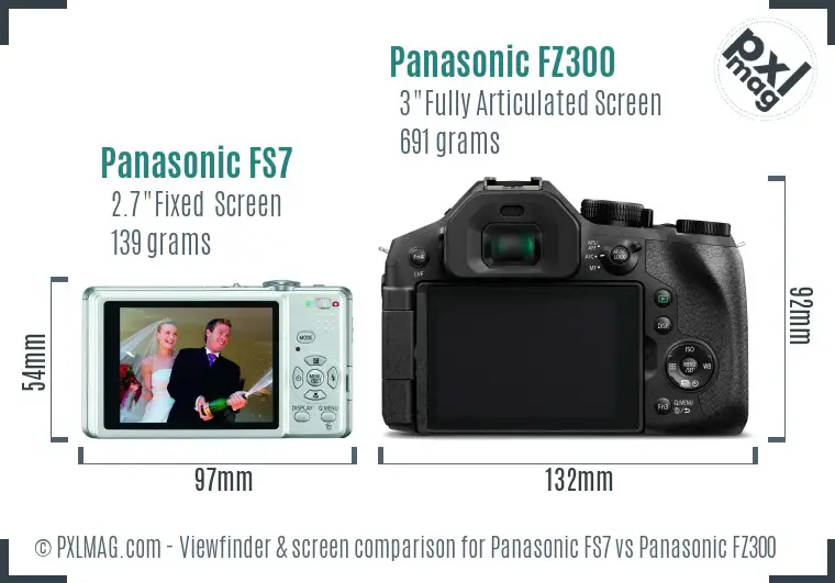 Panasonic FS7 vs Panasonic FZ300 Screen and Viewfinder comparison