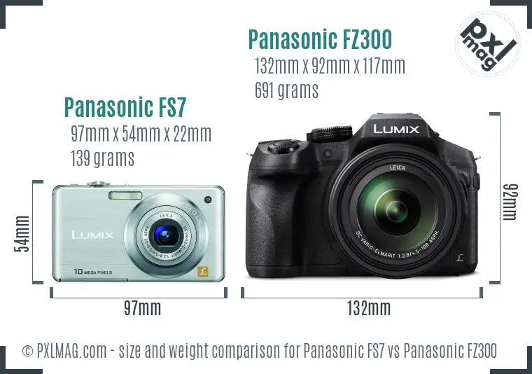 Panasonic FS7 vs Panasonic FZ300 size comparison