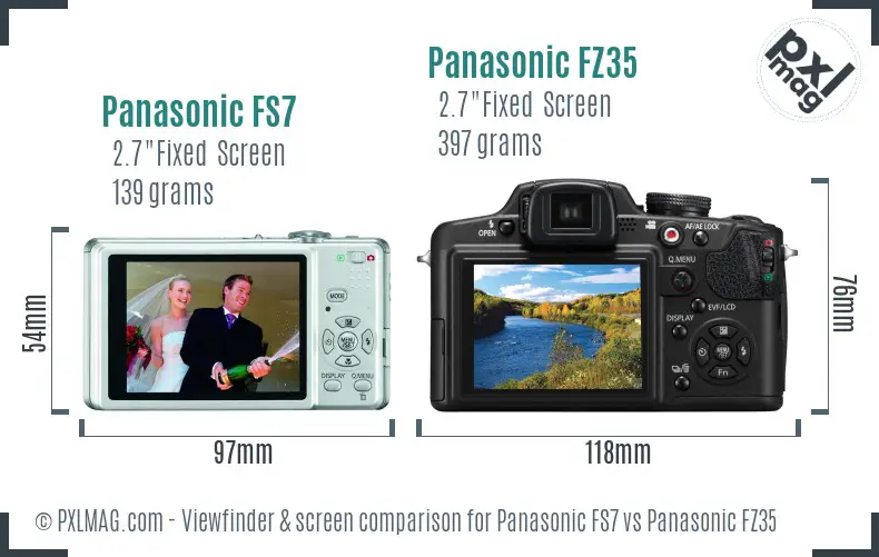 Panasonic FS7 vs Panasonic FZ35 Screen and Viewfinder comparison