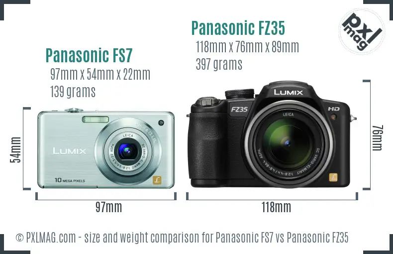 Panasonic FS7 vs Panasonic FZ35 size comparison