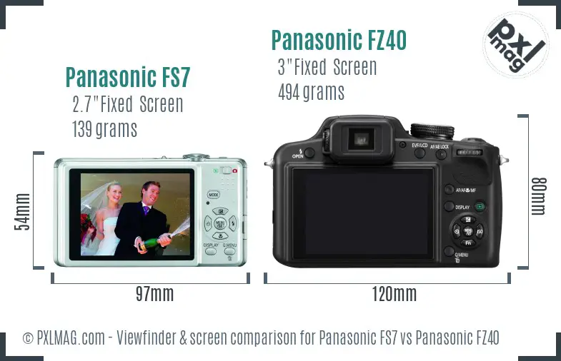 Panasonic FS7 vs Panasonic FZ40 Screen and Viewfinder comparison