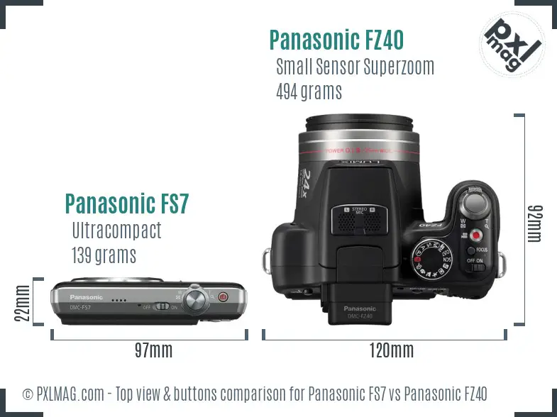 Panasonic FS7 vs Panasonic FZ40 top view buttons comparison