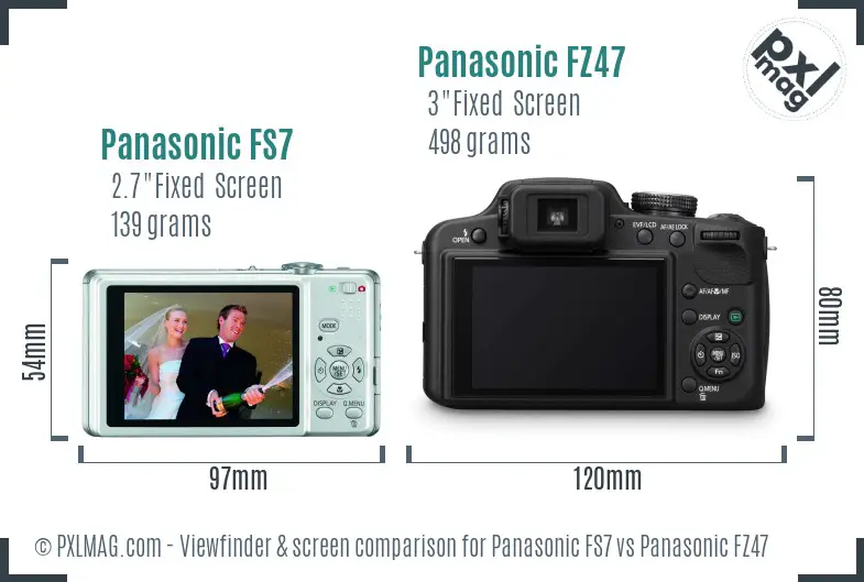 Panasonic FS7 vs Panasonic FZ47 Screen and Viewfinder comparison