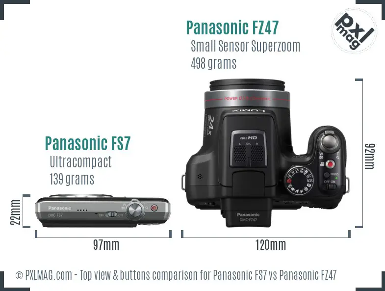 Panasonic FS7 vs Panasonic FZ47 top view buttons comparison