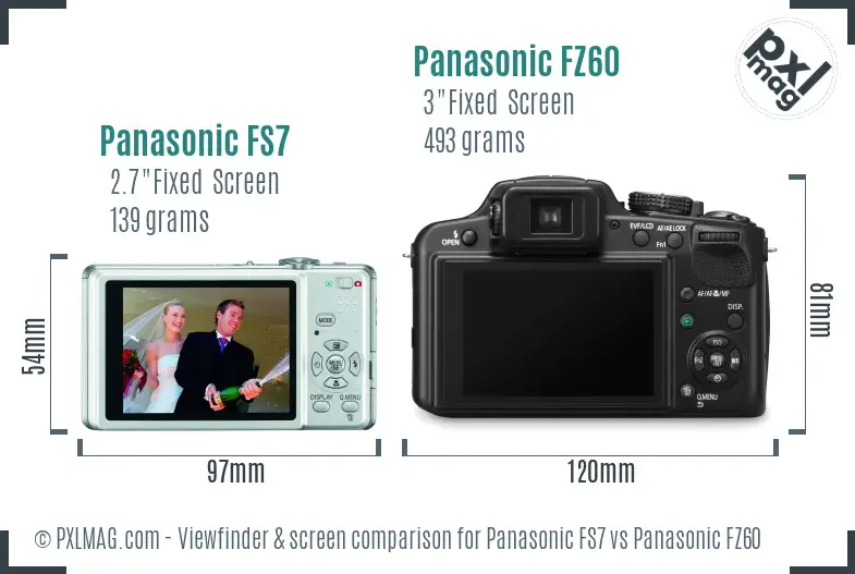 Panasonic FS7 vs Panasonic FZ60 Screen and Viewfinder comparison