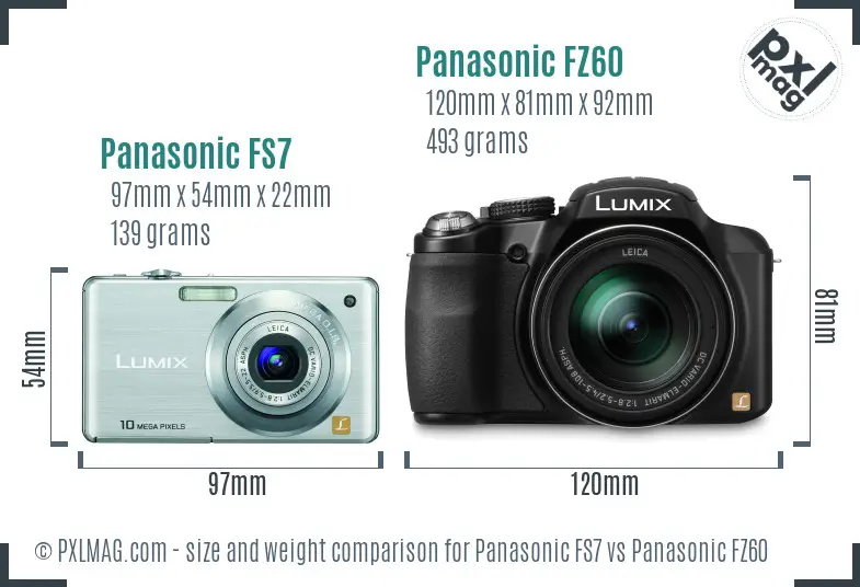 Panasonic FS7 vs Panasonic FZ60 size comparison