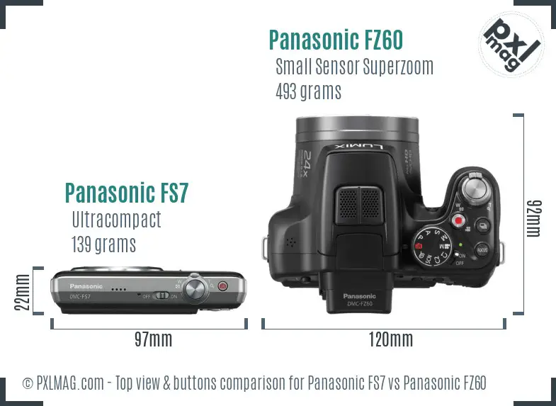 Panasonic FS7 vs Panasonic FZ60 top view buttons comparison