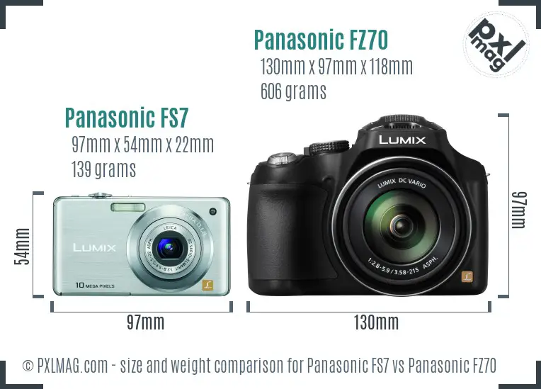 Panasonic FS7 vs Panasonic FZ70 size comparison