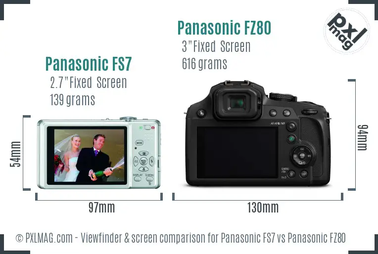 Panasonic FS7 vs Panasonic FZ80 Screen and Viewfinder comparison