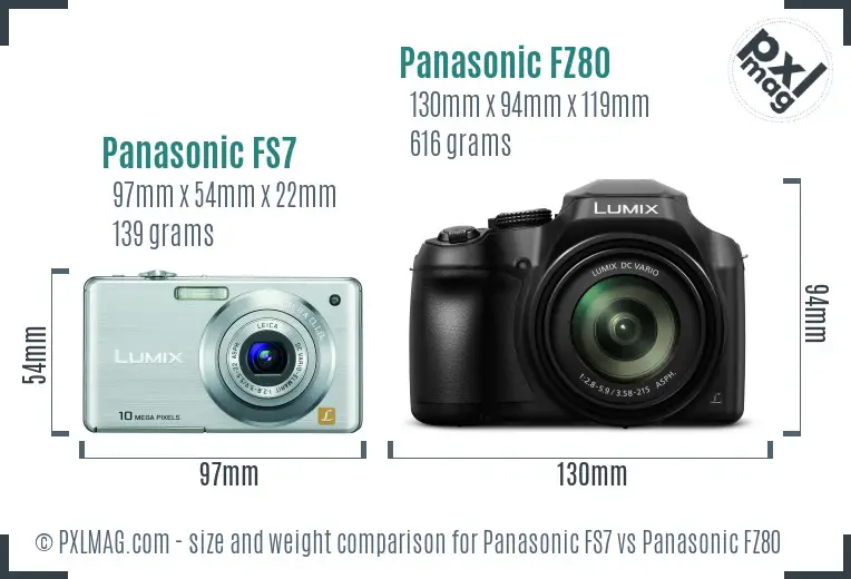 Panasonic FS7 vs Panasonic FZ80 size comparison