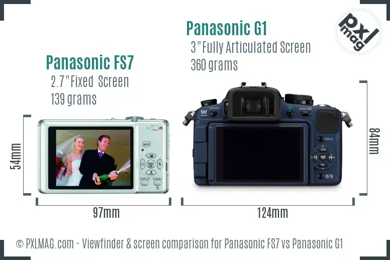 Panasonic FS7 vs Panasonic G1 Screen and Viewfinder comparison