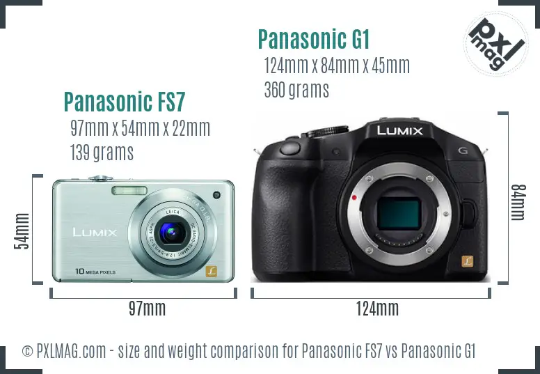 Panasonic FS7 vs Panasonic G1 size comparison
