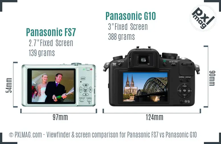 Panasonic FS7 vs Panasonic G10 Screen and Viewfinder comparison