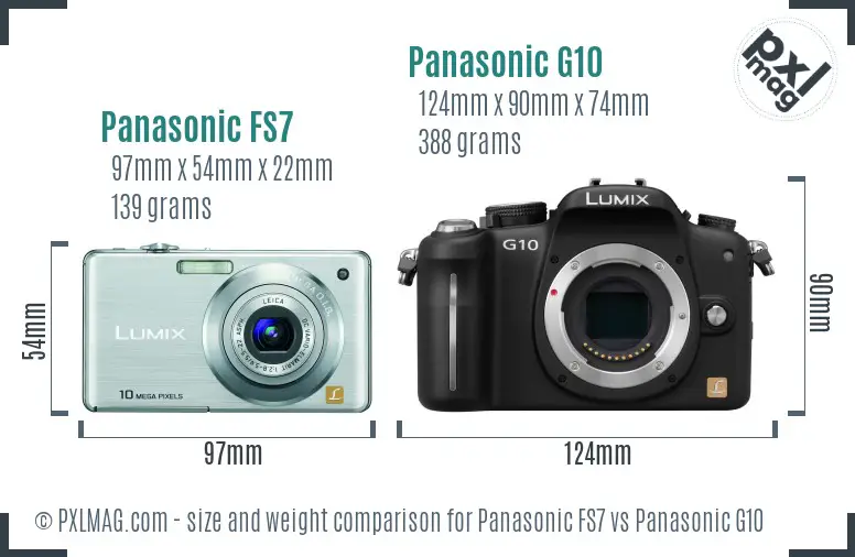 Panasonic FS7 vs Panasonic G10 size comparison