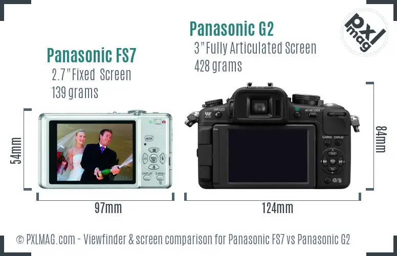 Panasonic FS7 vs Panasonic G2 Screen and Viewfinder comparison