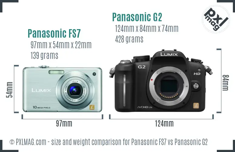 Panasonic FS7 vs Panasonic G2 size comparison