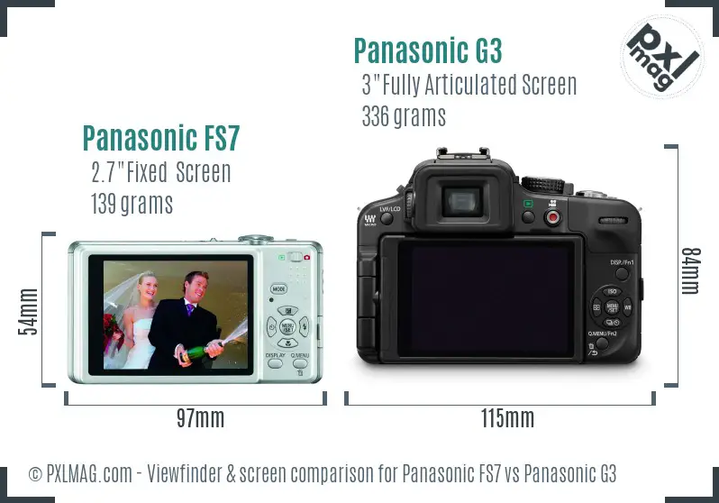 Panasonic FS7 vs Panasonic G3 Screen and Viewfinder comparison