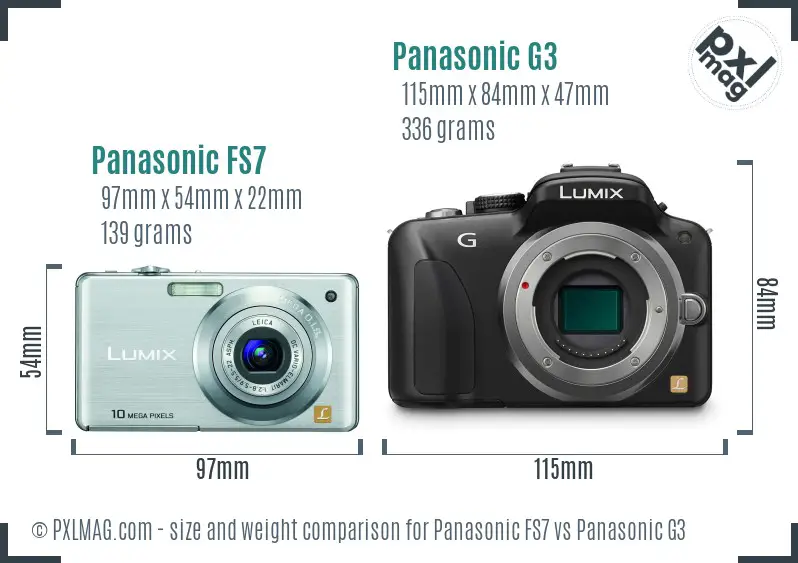 Panasonic FS7 vs Panasonic G3 size comparison
