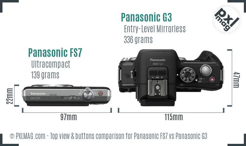 Panasonic FS7 vs Panasonic G3 top view buttons comparison