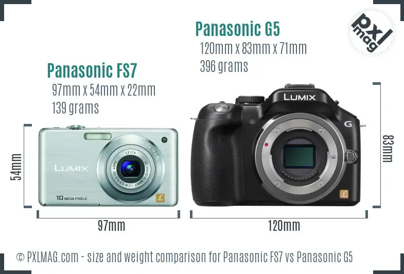 Panasonic FS7 vs Panasonic G5 size comparison