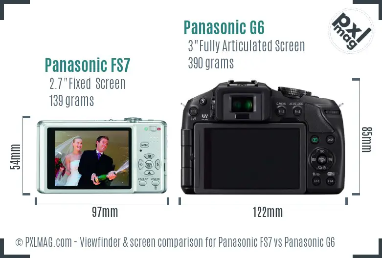 Panasonic FS7 vs Panasonic G6 Screen and Viewfinder comparison