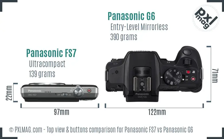 Panasonic FS7 vs Panasonic G6 top view buttons comparison