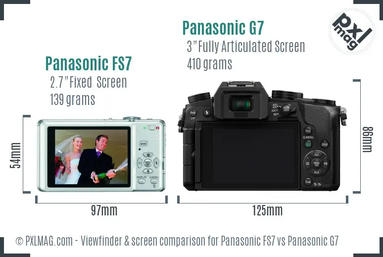 Panasonic FS7 vs Panasonic G7 Screen and Viewfinder comparison