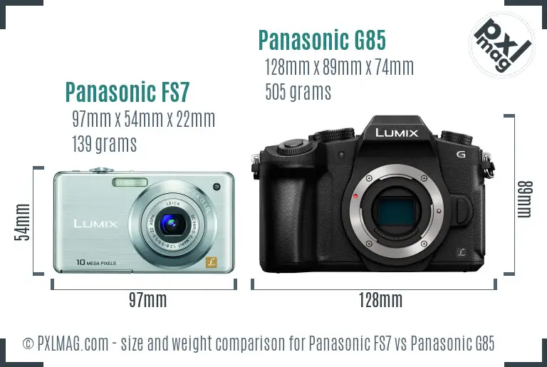 Panasonic FS7 vs Panasonic G85 size comparison