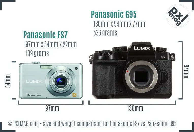 Panasonic FS7 vs Panasonic G95 size comparison