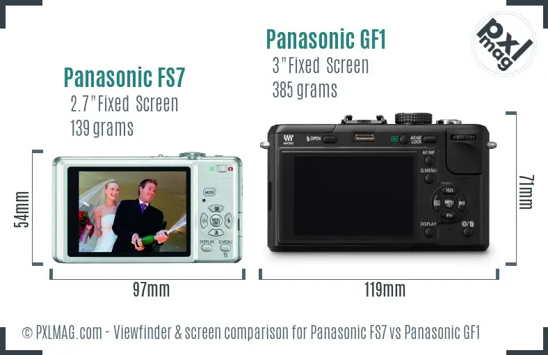 Panasonic FS7 vs Panasonic GF1 Screen and Viewfinder comparison