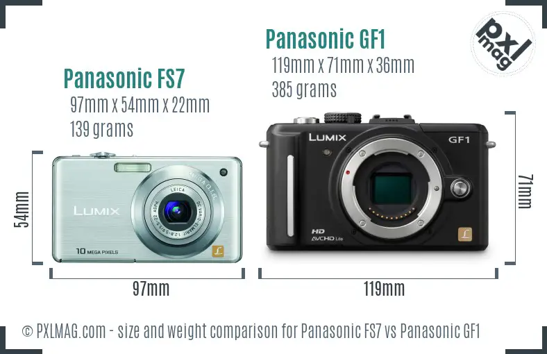 Panasonic FS7 vs Panasonic GF1 size comparison