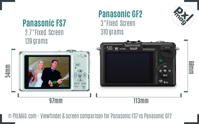 Panasonic FS7 vs Panasonic GF2 Screen and Viewfinder comparison