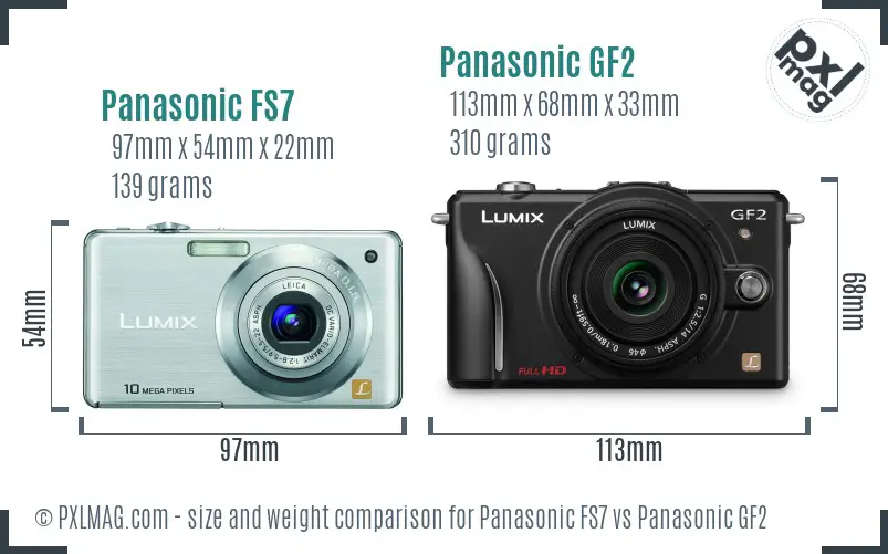 Panasonic FS7 vs Panasonic GF2 size comparison