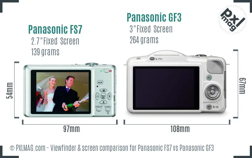 Panasonic FS7 vs Panasonic GF3 Screen and Viewfinder comparison