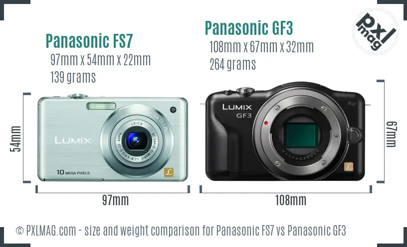 Panasonic FS7 vs Panasonic GF3 size comparison