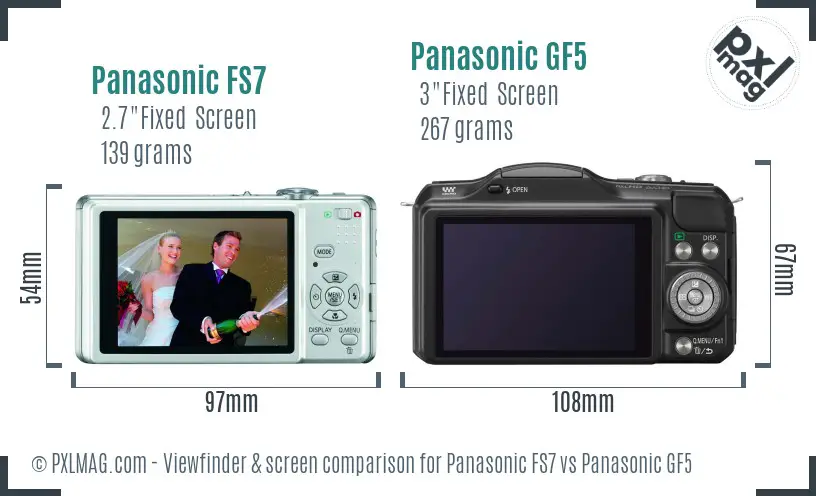 Panasonic FS7 vs Panasonic GF5 Screen and Viewfinder comparison