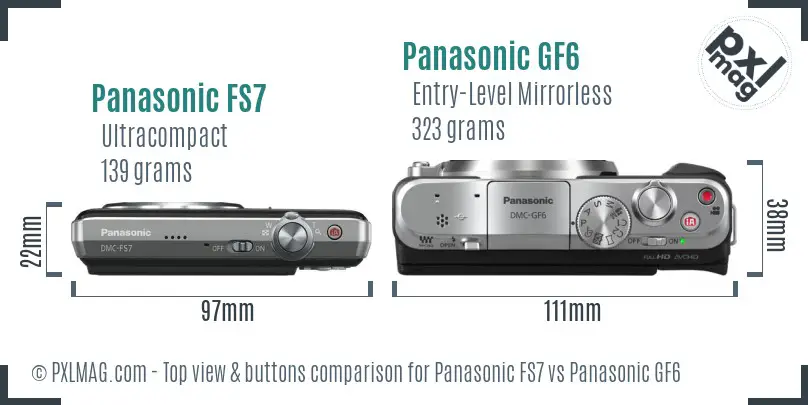 Panasonic FS7 vs Panasonic GF6 top view buttons comparison