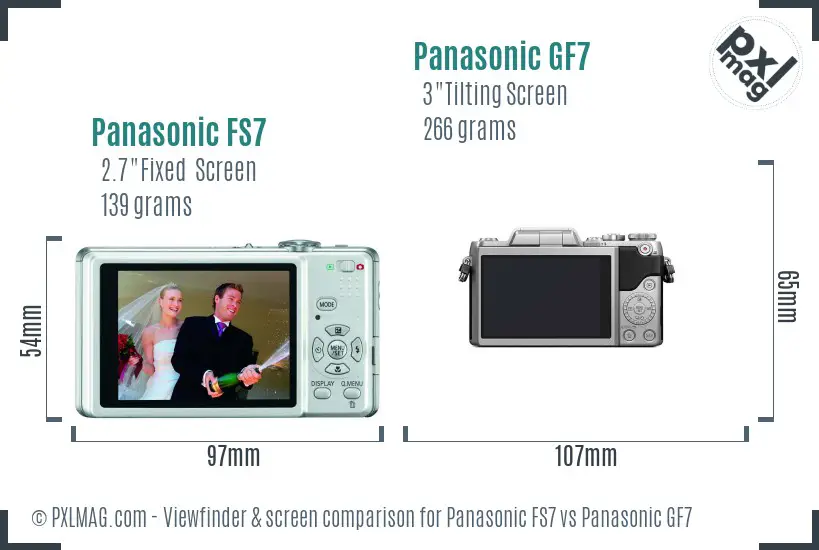 Panasonic FS7 vs Panasonic GF7 Screen and Viewfinder comparison